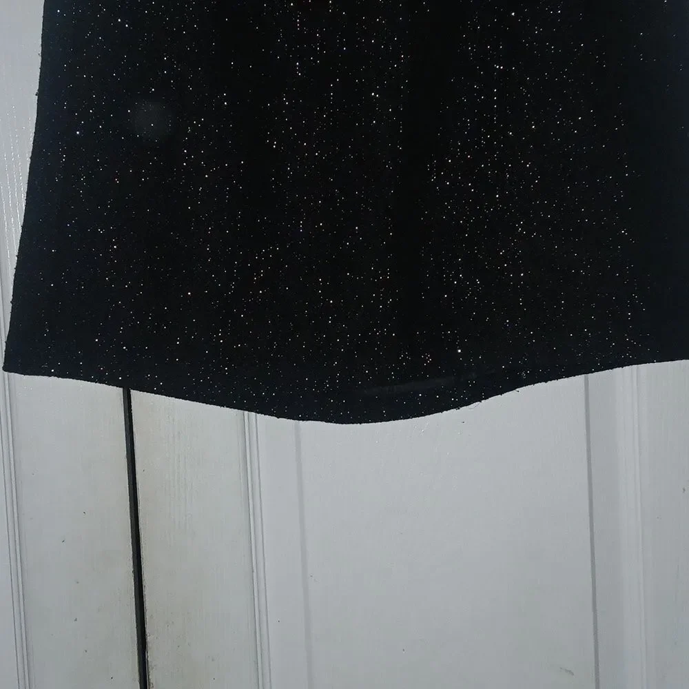 Gap Factory black silver metallic mini skirt Sz 8 EUC